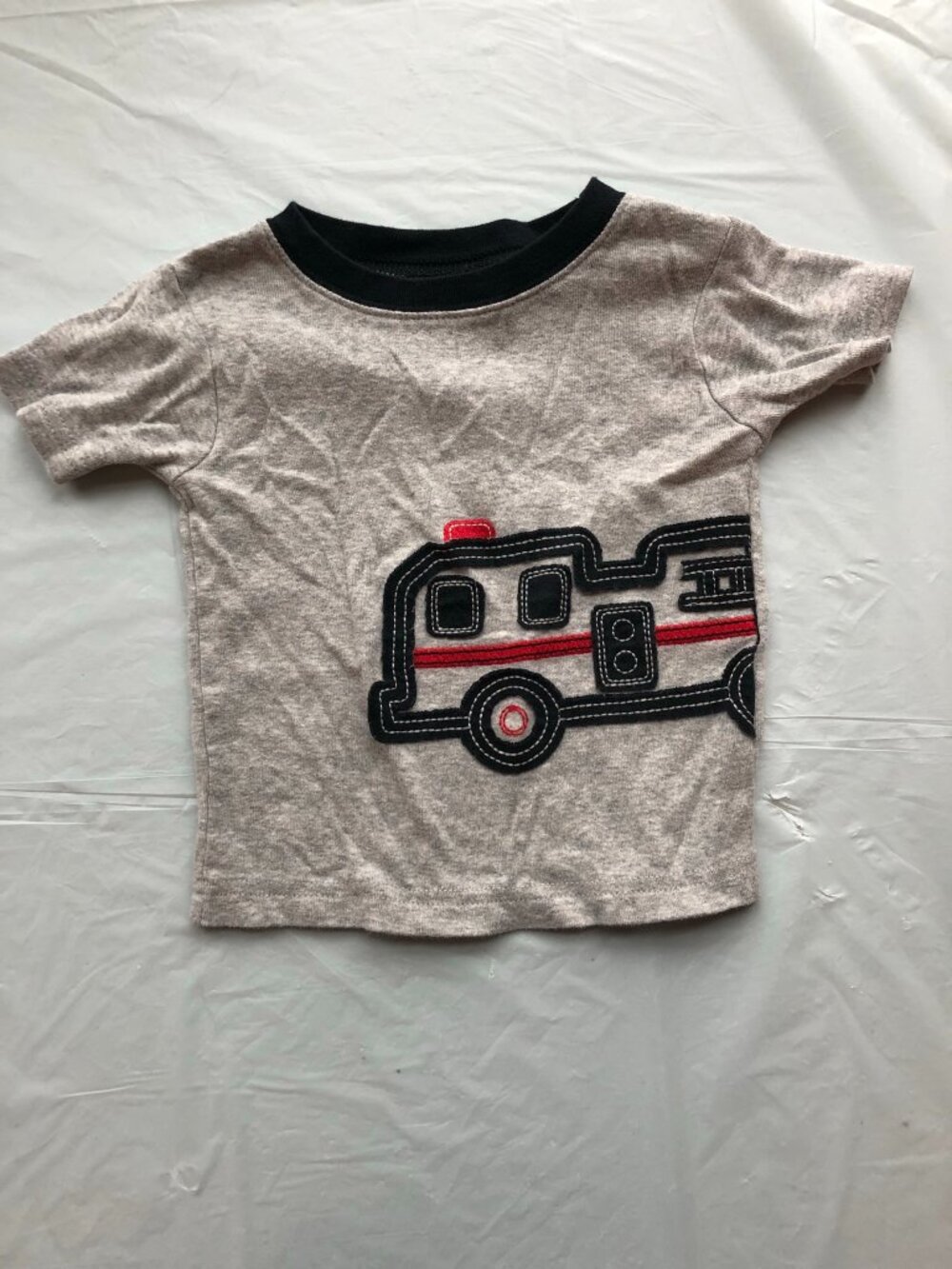 18-Months Carter's Gray Shirt with Fire truck; Short sleeves; Great for spring!